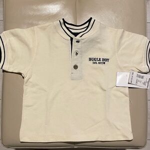 Vintage Bugle Boy Kids Polo in Cream with Navy Accents